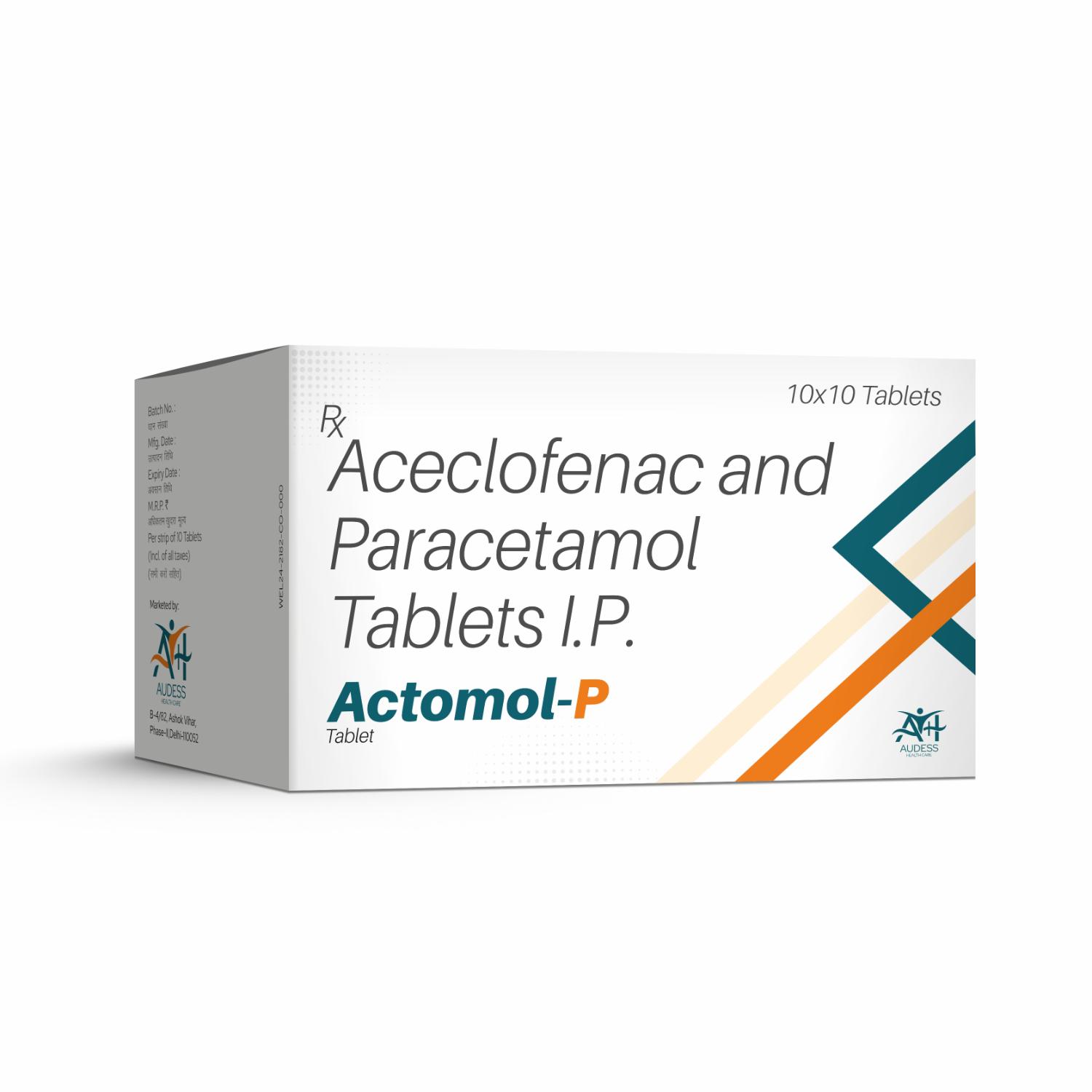 Aceclofenac & Paracetamol Tablets - Actomol-P - Audess Health Care