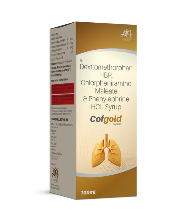 Dextromethorphan Hydrobromide, Chlorpheniramine Maleate & Phenylephrine Hydrochloride Syrup - Cofgold - Audess Health Care