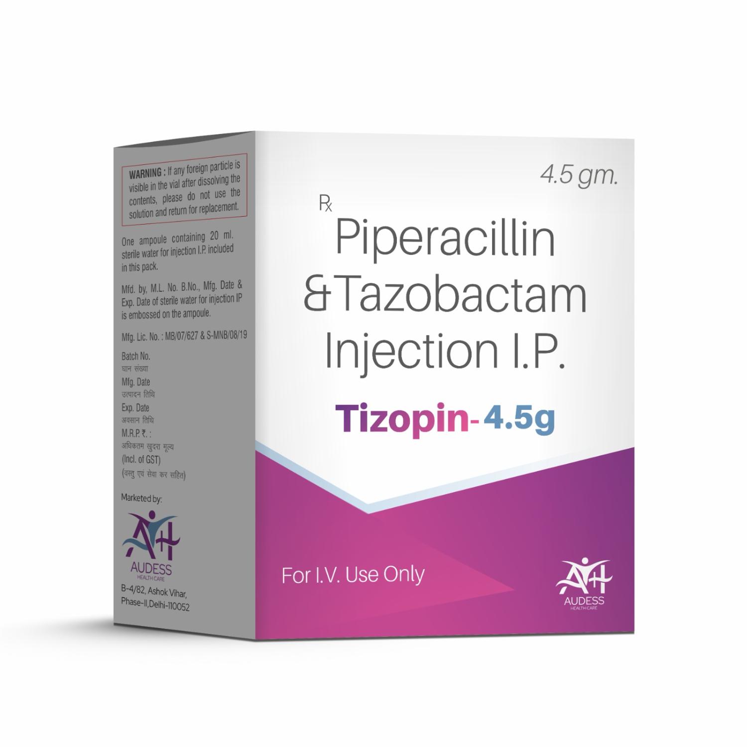 Piperacillin & Tazobactam Injection IP - Tizopin 4.5g - Audess Health Care