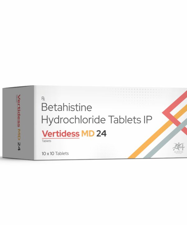 Betahistine Hydrochloride IP 24 MG Tablets - Vertidess MD 24 - Audess Health Care
