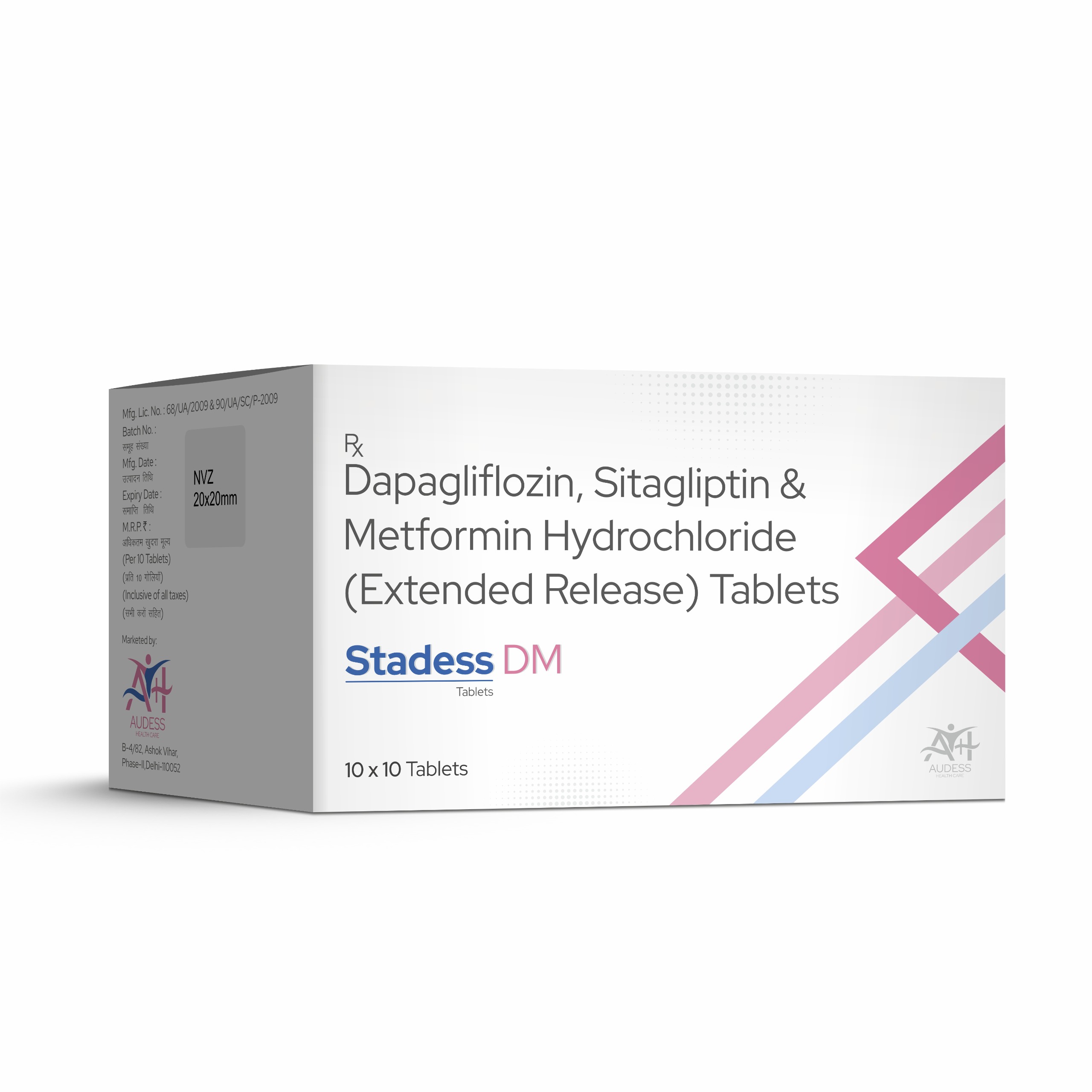 Dapagliflozin, Sitagliptin & Metformin Hydrochloride Extended-Release Tablets - Stadess-DM Tablets - Audess Health Care