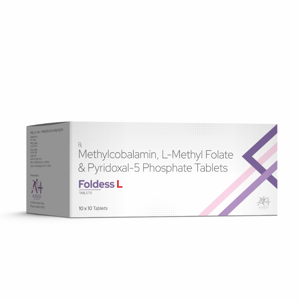 Methylcobalamin, L-Methyl Folate & Pyridoxal-5-Phosphate Tablets - Foldess L